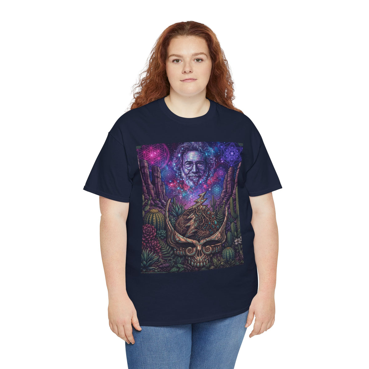 Cosmic Desert Skull Tee | Psychedelic Southwest Nightscape,Deadhead gift