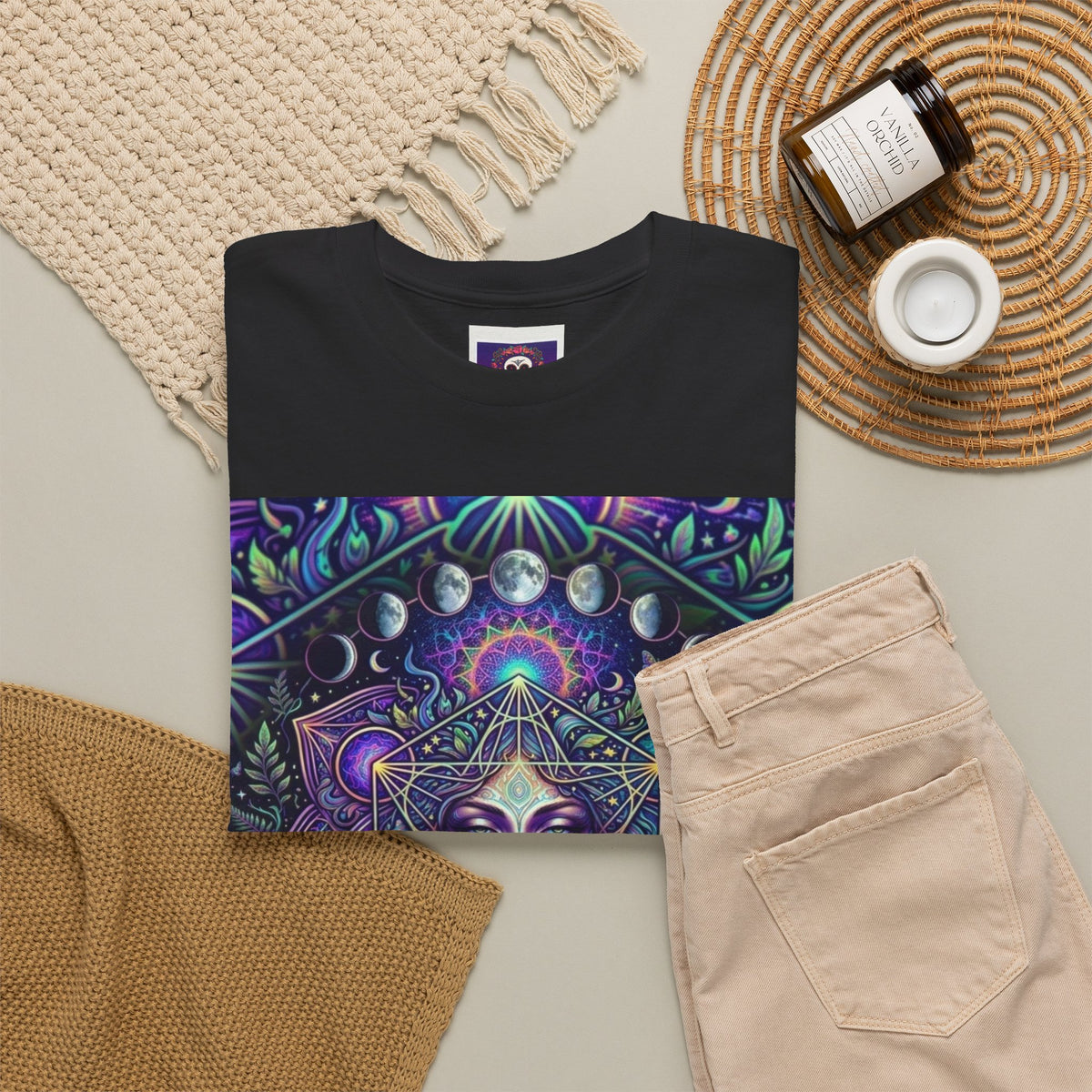Mystic Goddess Mandala Tee | Psychedelic Spiritual Art, Purple Blue