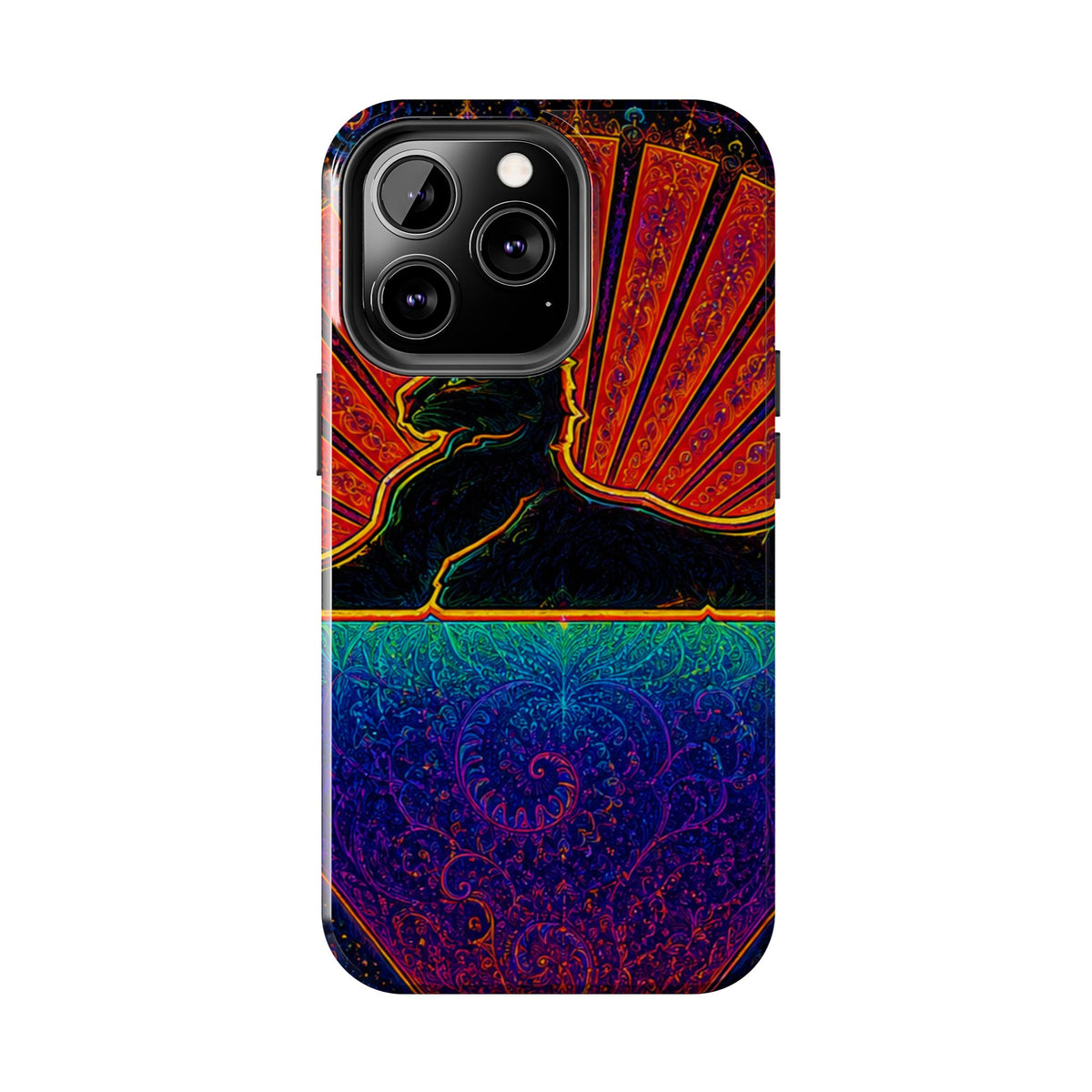Grateful Dead Cat Sunset Phone Case | Psychedelic Skull, Rainbow Landscape