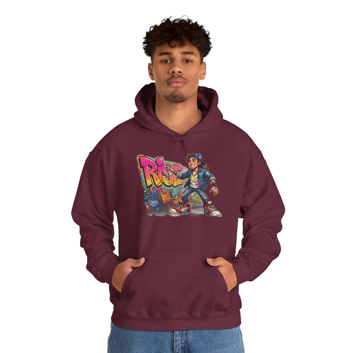 Retro Graffiti Kid Hoodie | Skate Street Art Pullover