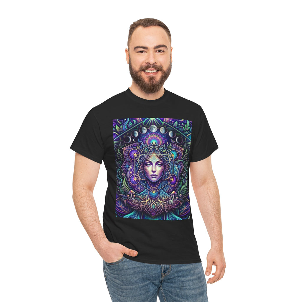 Mystic Goddess Mandala Tee | Psychedelic Spiritual Art, Purple Blue