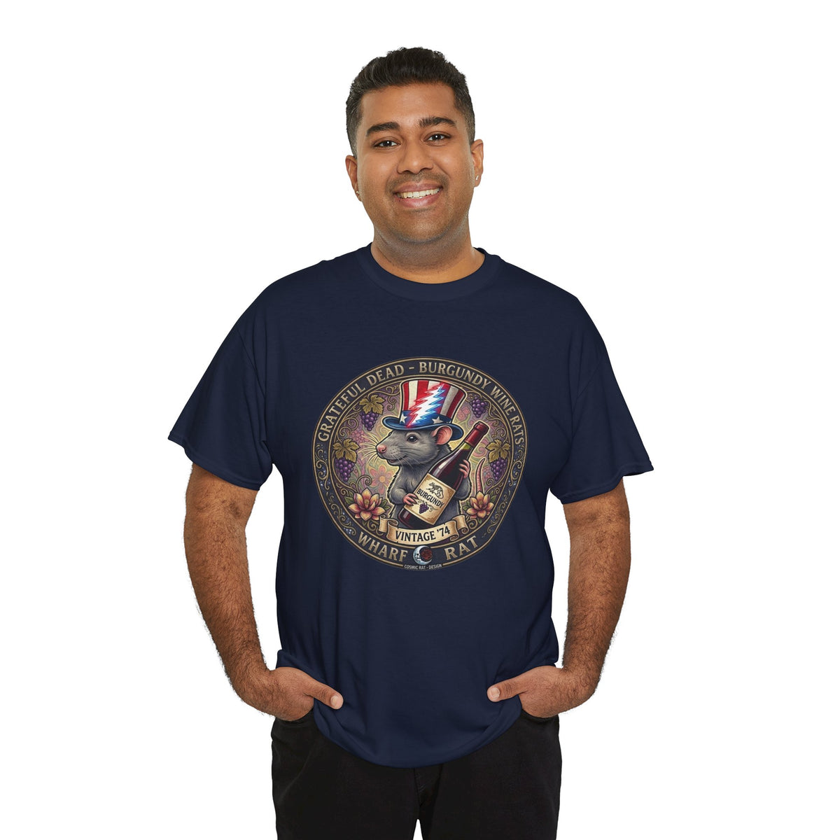 Wharf Rat Graphic Tee | Vintage Americana rat with top hat and bottle