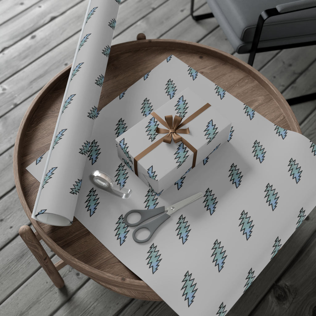 Lightning bolt Deadhead  Pattern Gift Wrap Paper | Grey Holiday Wrapping Paper