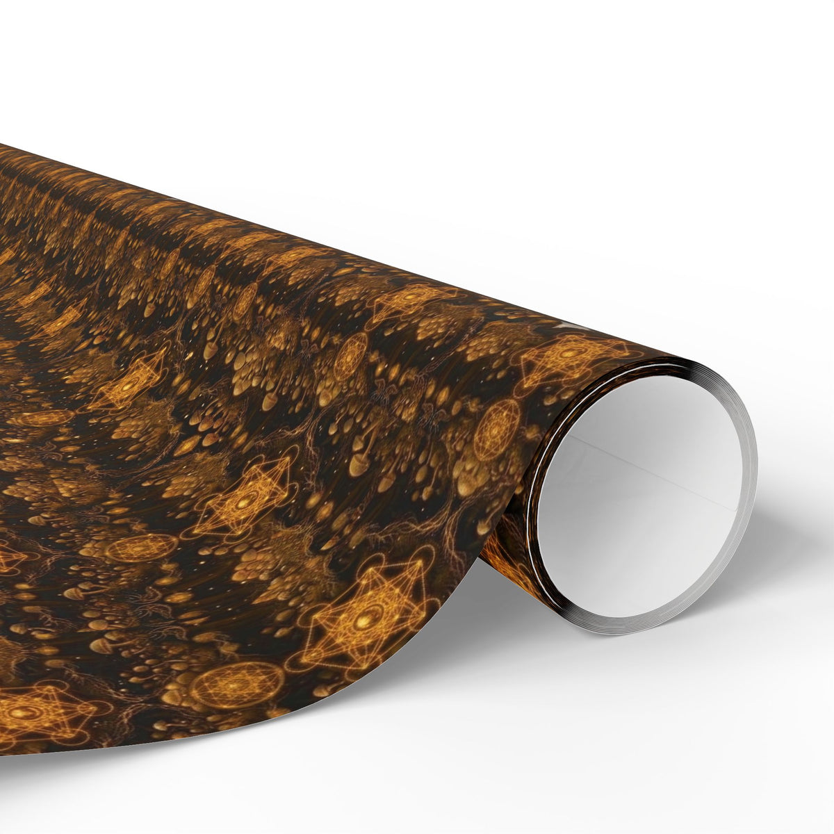 Sacred Earth Gold Mandala Pattern Wrapping Paper | Brown Decorative Gift Wrap, Burning Man Christmas wrapping paper