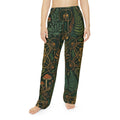 Unisex Mushrooms Geometric Pattern Pajama Pants - High-Definition Sacred Geometry Sleep Trousers, Boho Hippie Chic Comfort