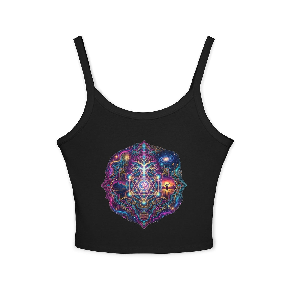 Sacred Geometry Cosmic Mandala Tank Top | Spiritual Chakra Crop Top