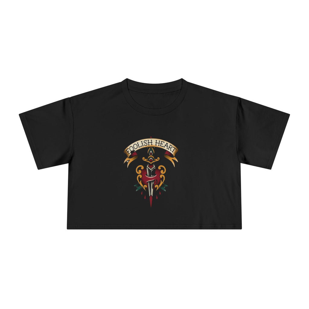 Foolish Heart dagger and bleeding heart graphic Crop Tee | vintage tattoo style