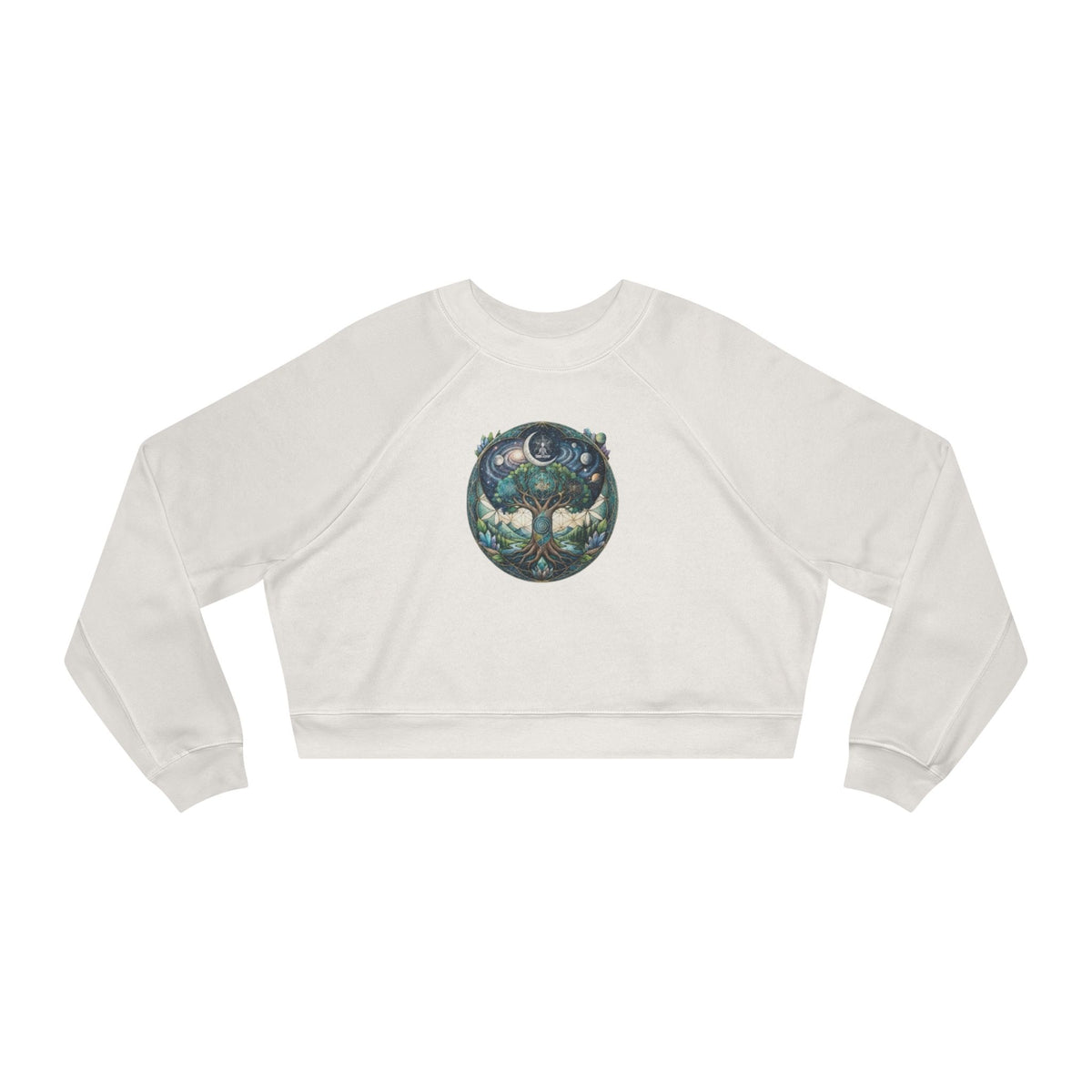 Mystical Moon artwork Cropped Sweatshirt | Celestial Cat Circle