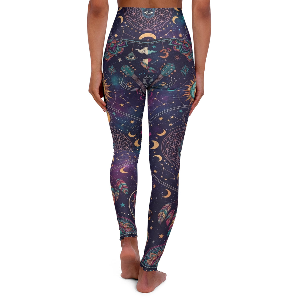 Celestial Moon & Mandala Leggings High Waisted Yoga Leggings | Cosmic Yoga Pants