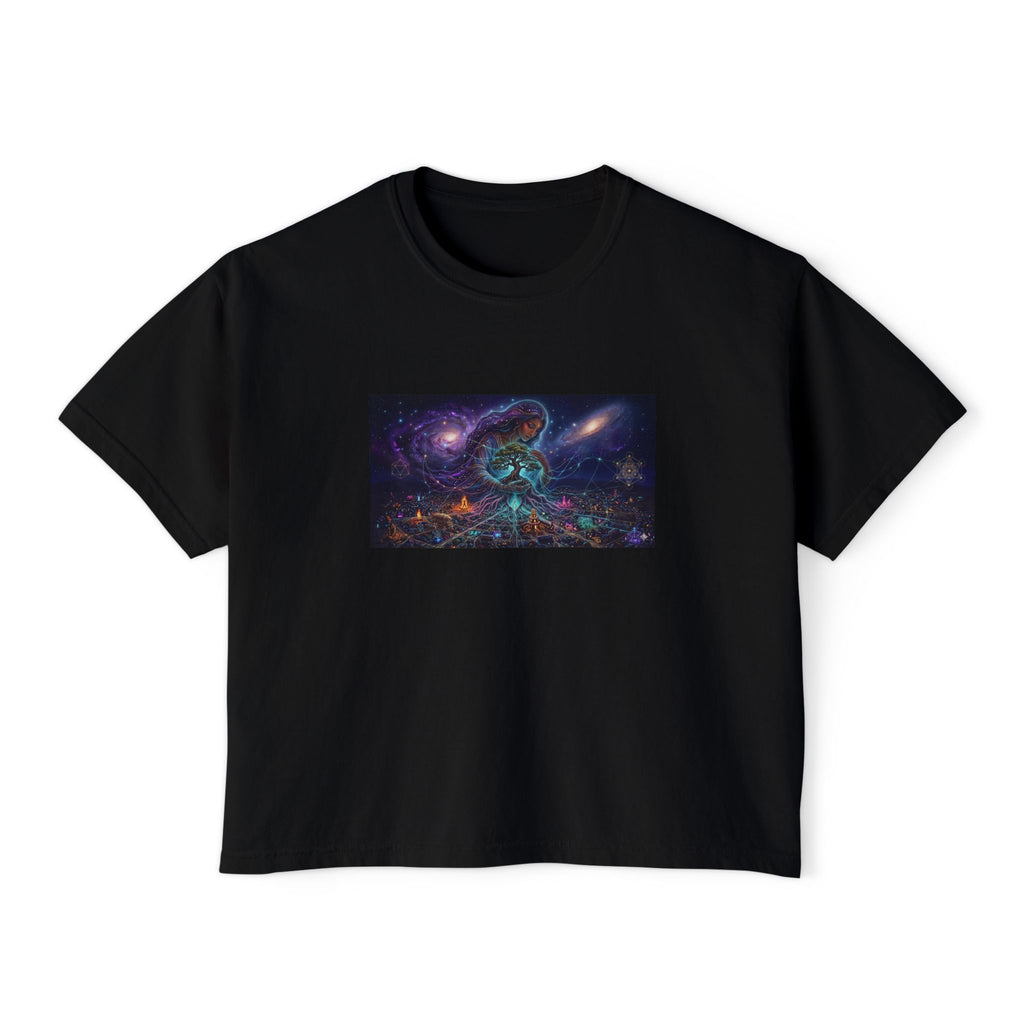 Cosmic Divine Feminine Galaxy Tee | Space  Nebula Shirt, Burning Man Apparel