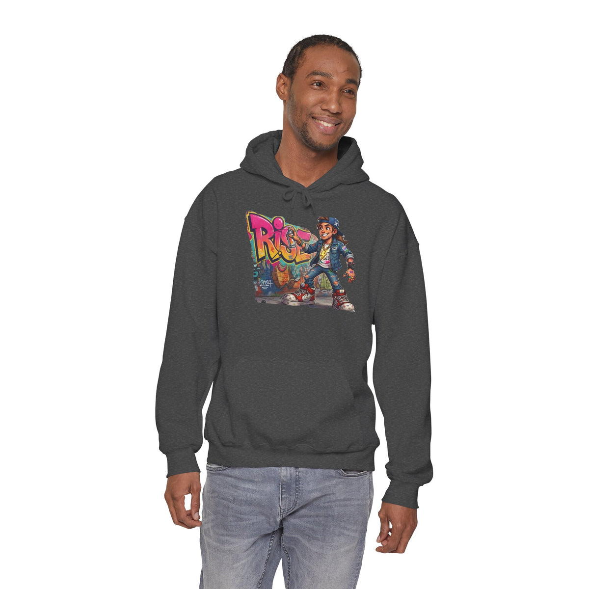 Retro Graffiti Kid Hoodie | Skate Street Art Pullover