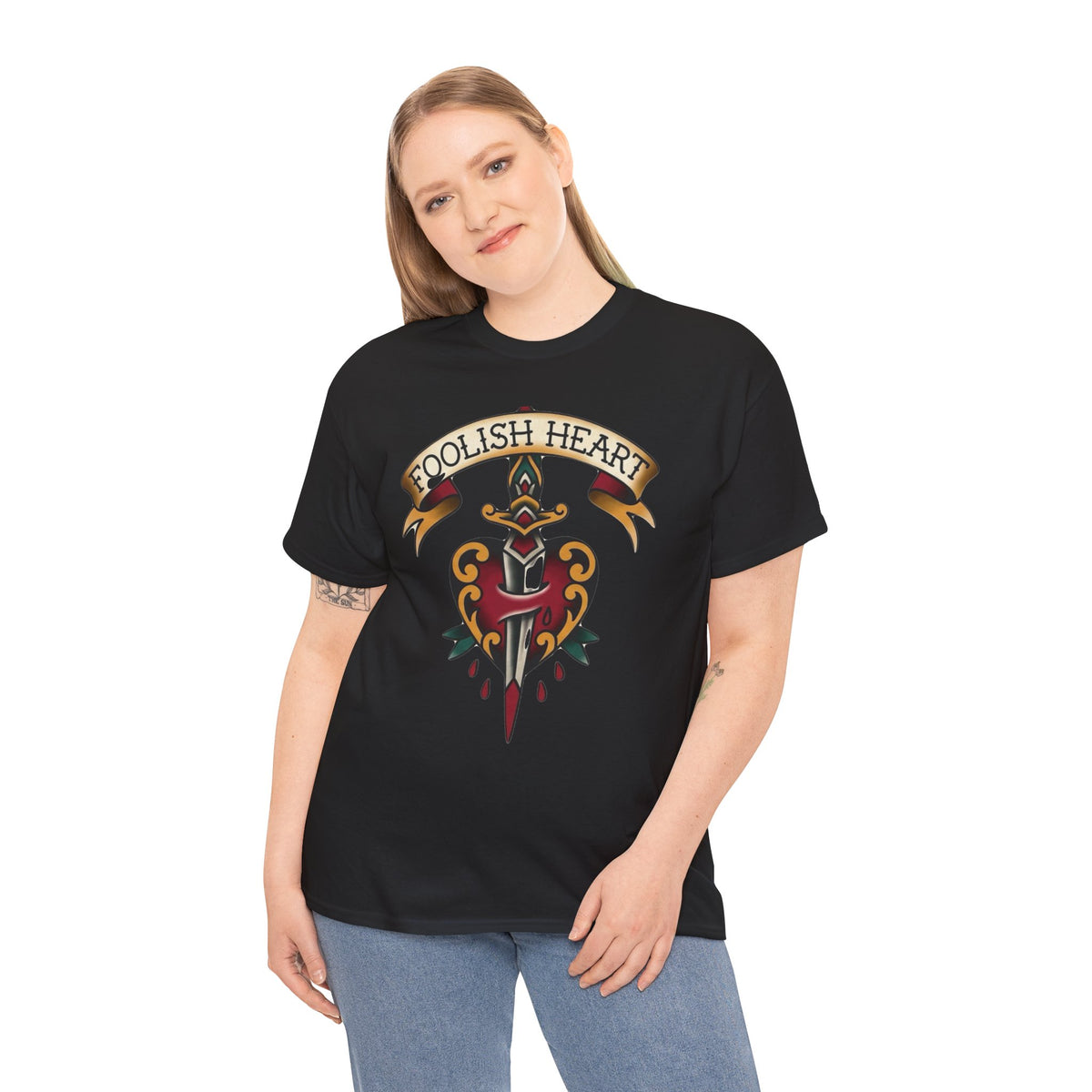 Grateful Dead Foolish Heart dagger heart tattoo design Tee | Vintage flash heart shirt