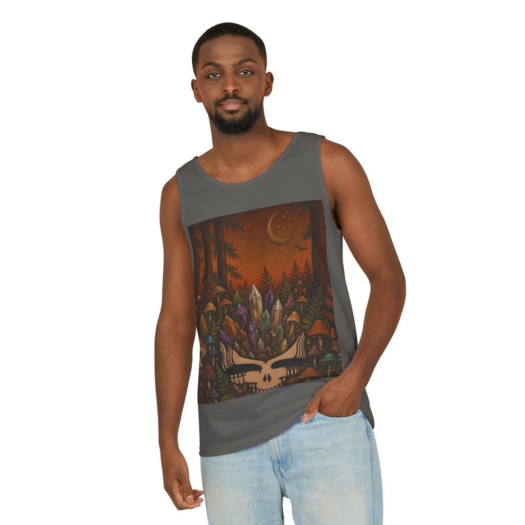 Mushroom Forest Skull tank top | Crystal Cluster Night Woodland