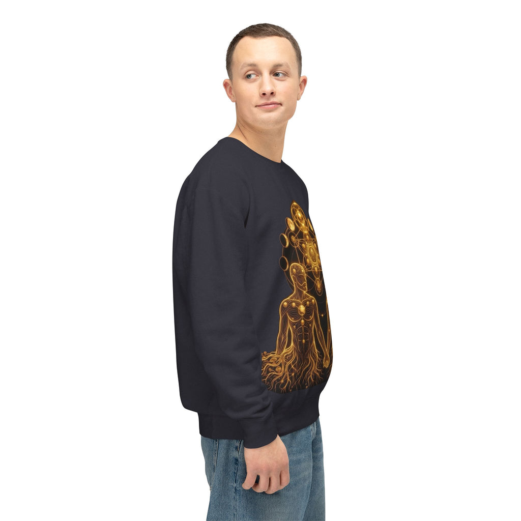 Sacred Geometry Couple illustration Crewneck Sweatshirt | Golden mystical design, Burning Man Apparel, Deadhead Gift