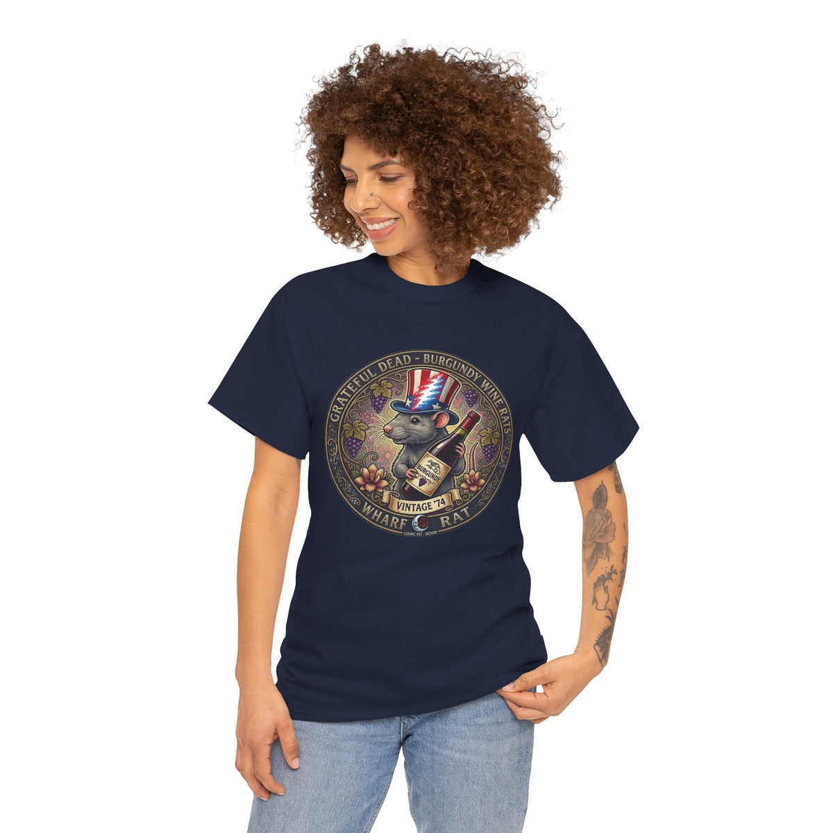 Wharf Rat Graphic Tee | Vintage Americana rat with top hat and bottle