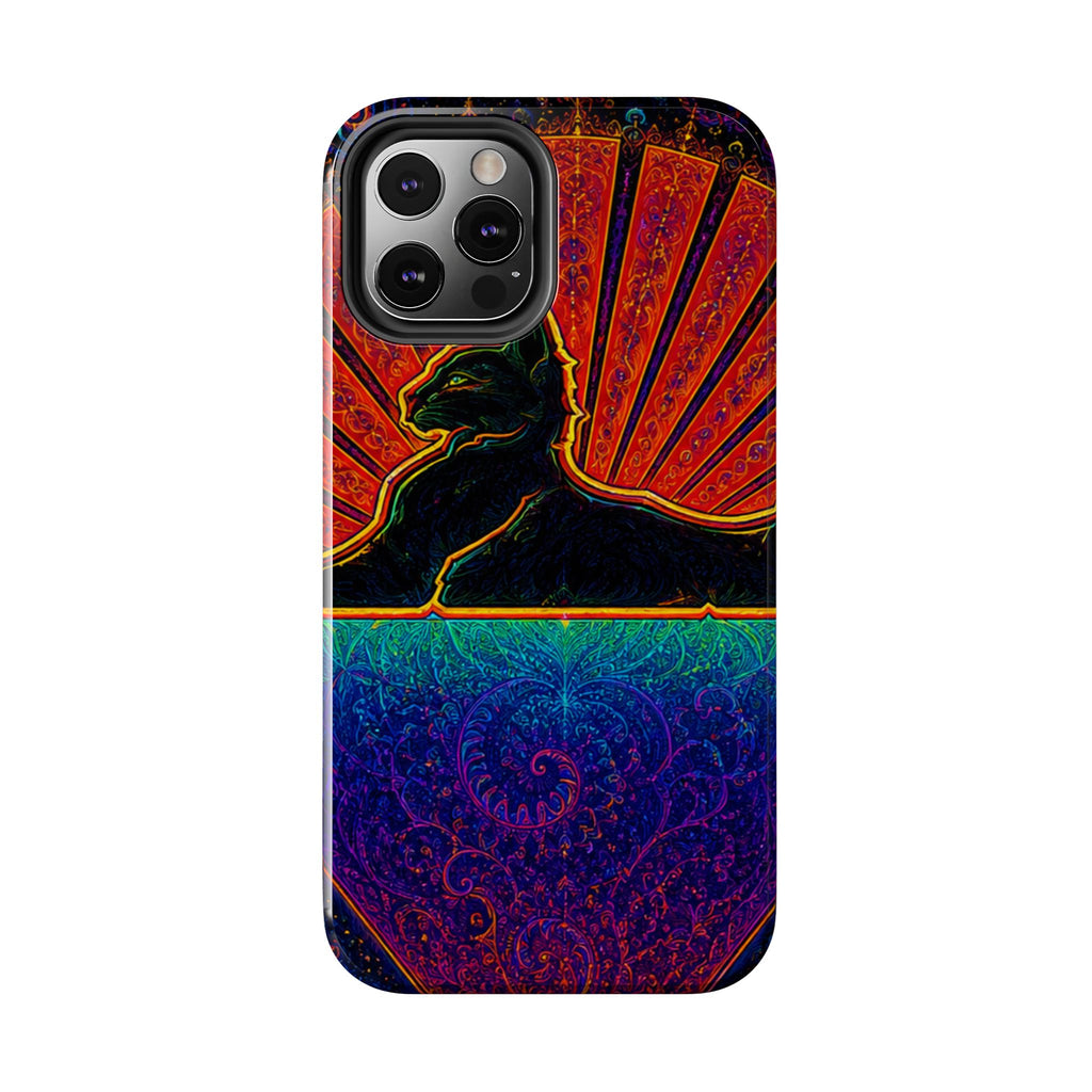 Grateful Dead Cat Sunset Phone Case | Psychedelic Skull, Rainbow Landscape