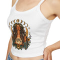 Moon Goddess Floral Illustration Tank Top | Boho Celestial Art Crop Top