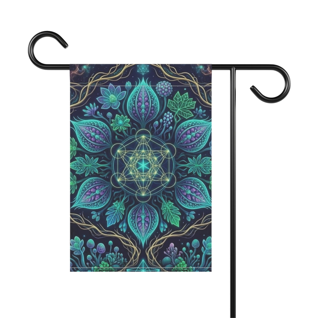 Botanical Mandala Garden Banner | House Flag, Floral Geometric Design