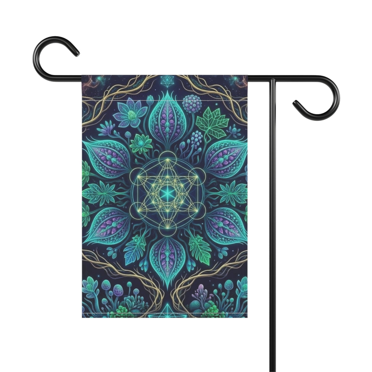Botanical Mandala Garden Banner | House Flag, Floral Geometric Design