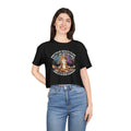 Meditating Cat Crystal Crop Top Spiritual Astrology Shirt Funny NA Recovery Quote Yoga Boho Tee