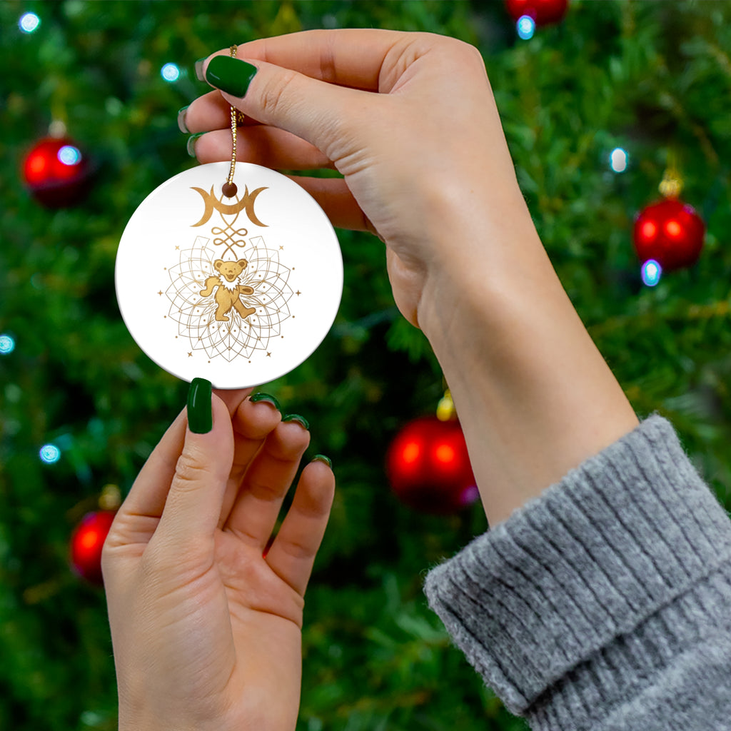 Grateful Dead  Mandala Ceramic Ornament | Round Tree Decoration, gift for a deadhead