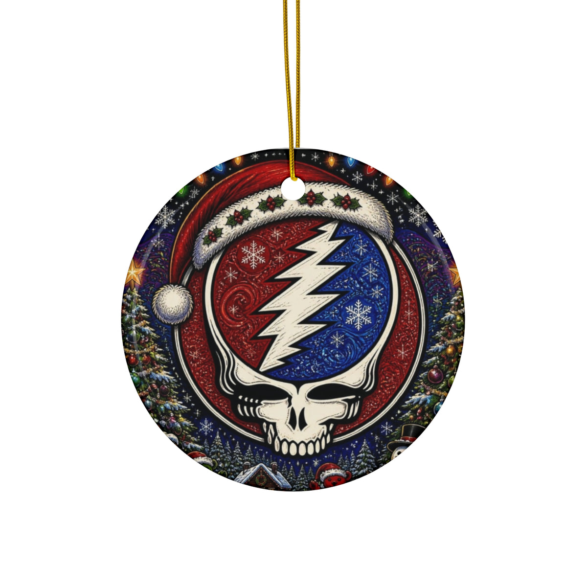 Grateful Dead Steal Your Face Skull Christmas Ornament | Ceramic Star