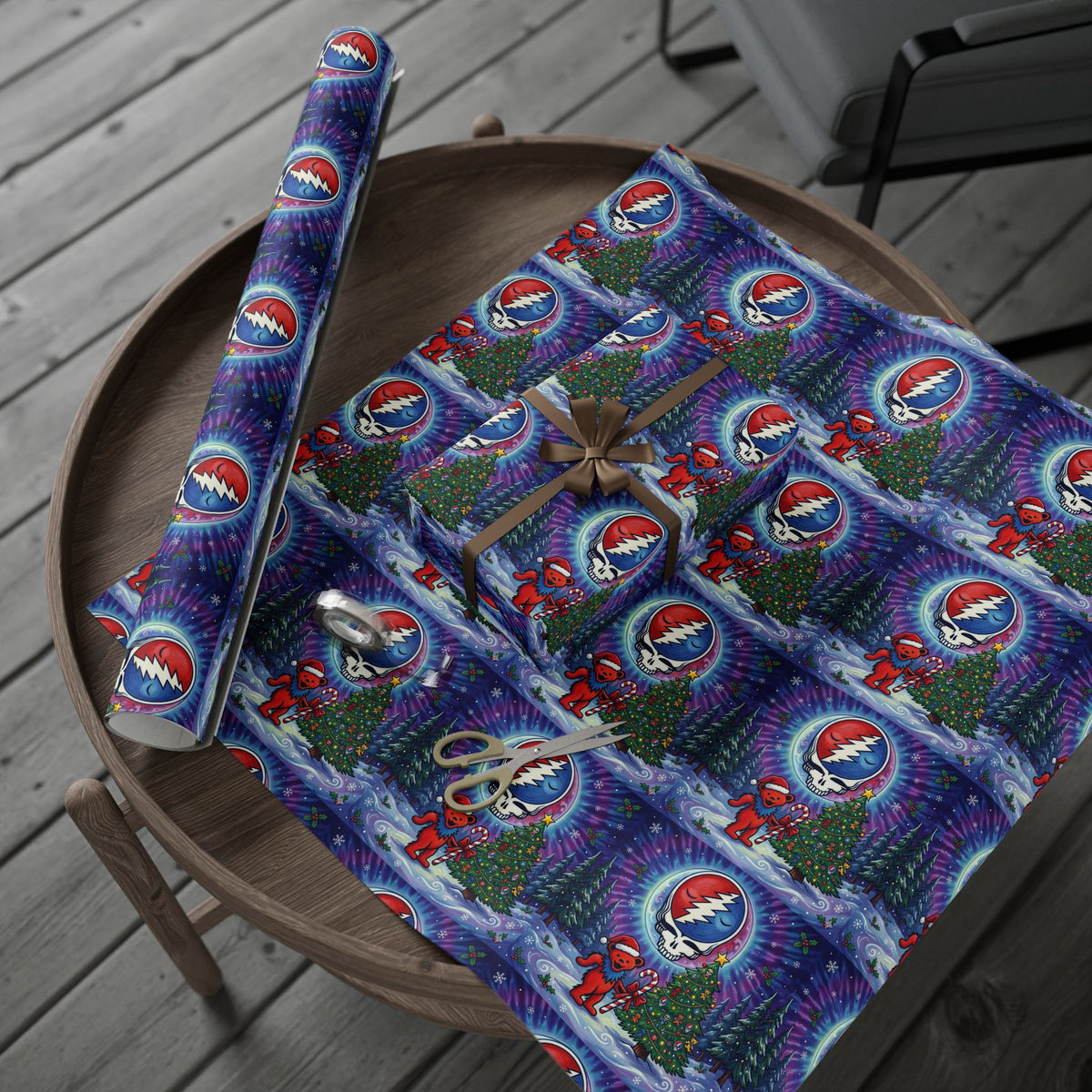 Grateful Dead Dancing Bears Wrapping Paper | Holiday Music Pattern