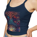 Psychedelic Tree of Life Artwork Tank Top | Mystic Cosmic Faces Crop