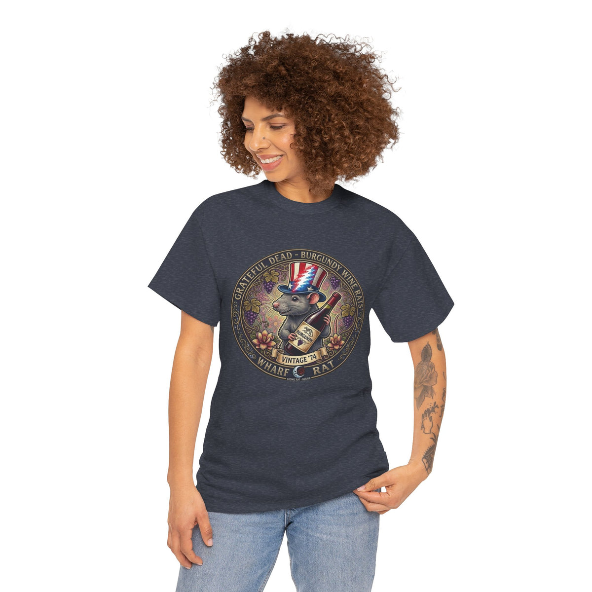 Wharf Rat Graphic Tee | Vintage Americana rat with top hat and bottle