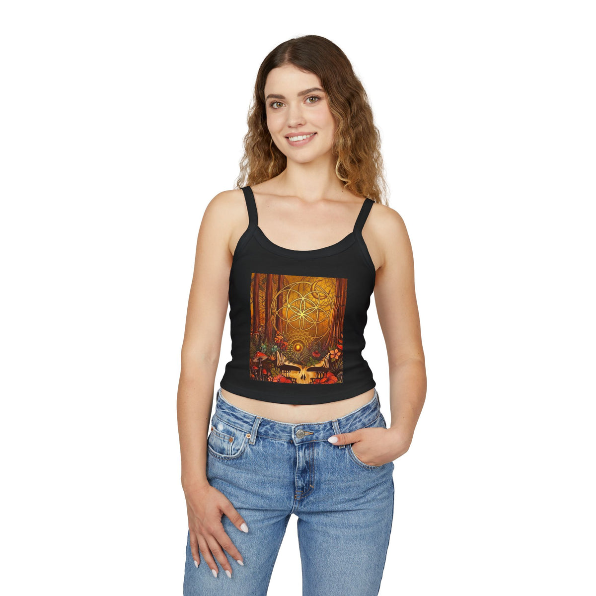 Mystic Skull Floral Mandala Tank Top | Boho Forest Spiritual Art