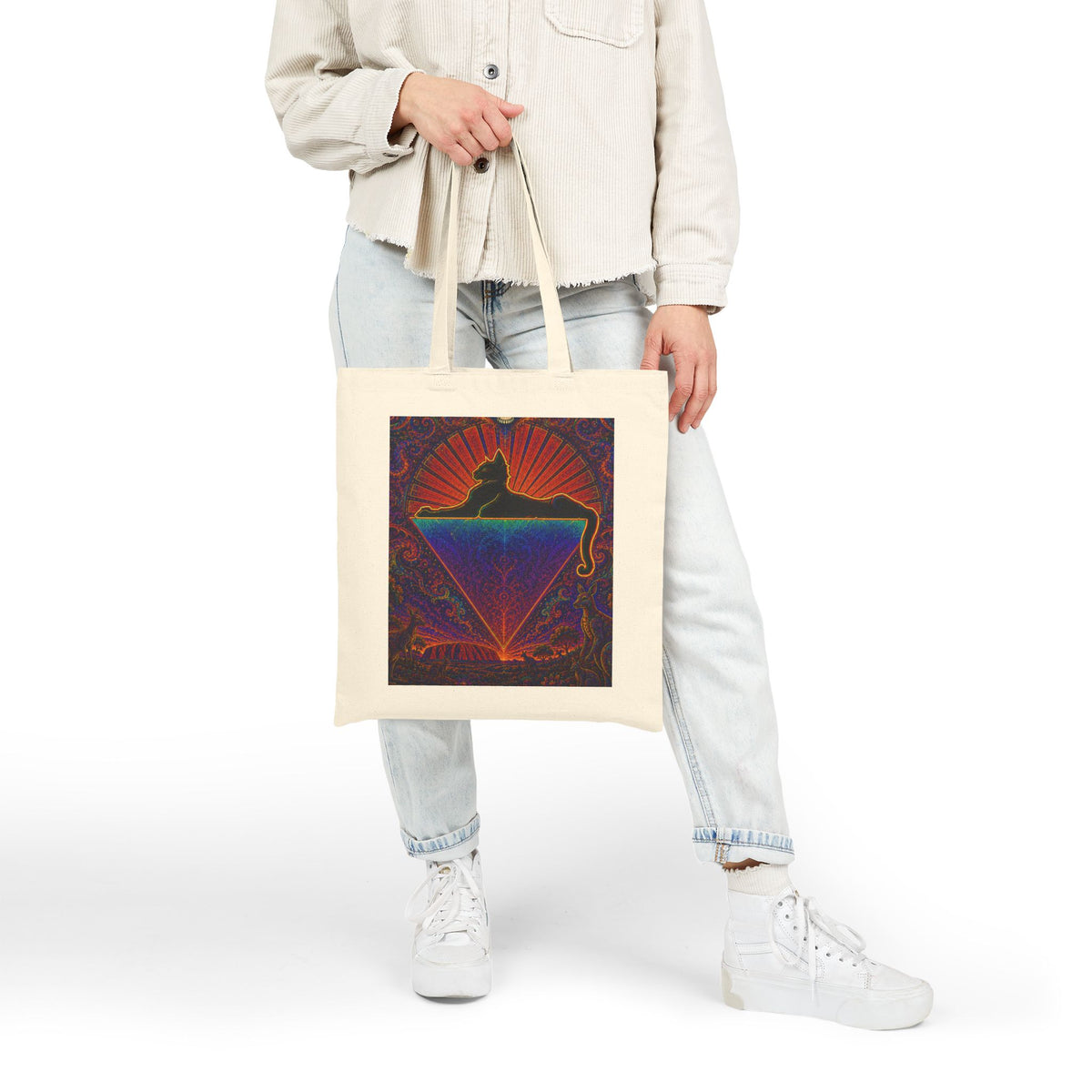 Dancing Bear Psychedelic Prism Tote cats down under the stars