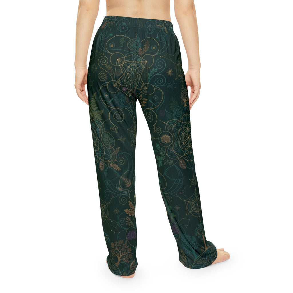 Dark Botanical Floral Pattern Pajama Pants