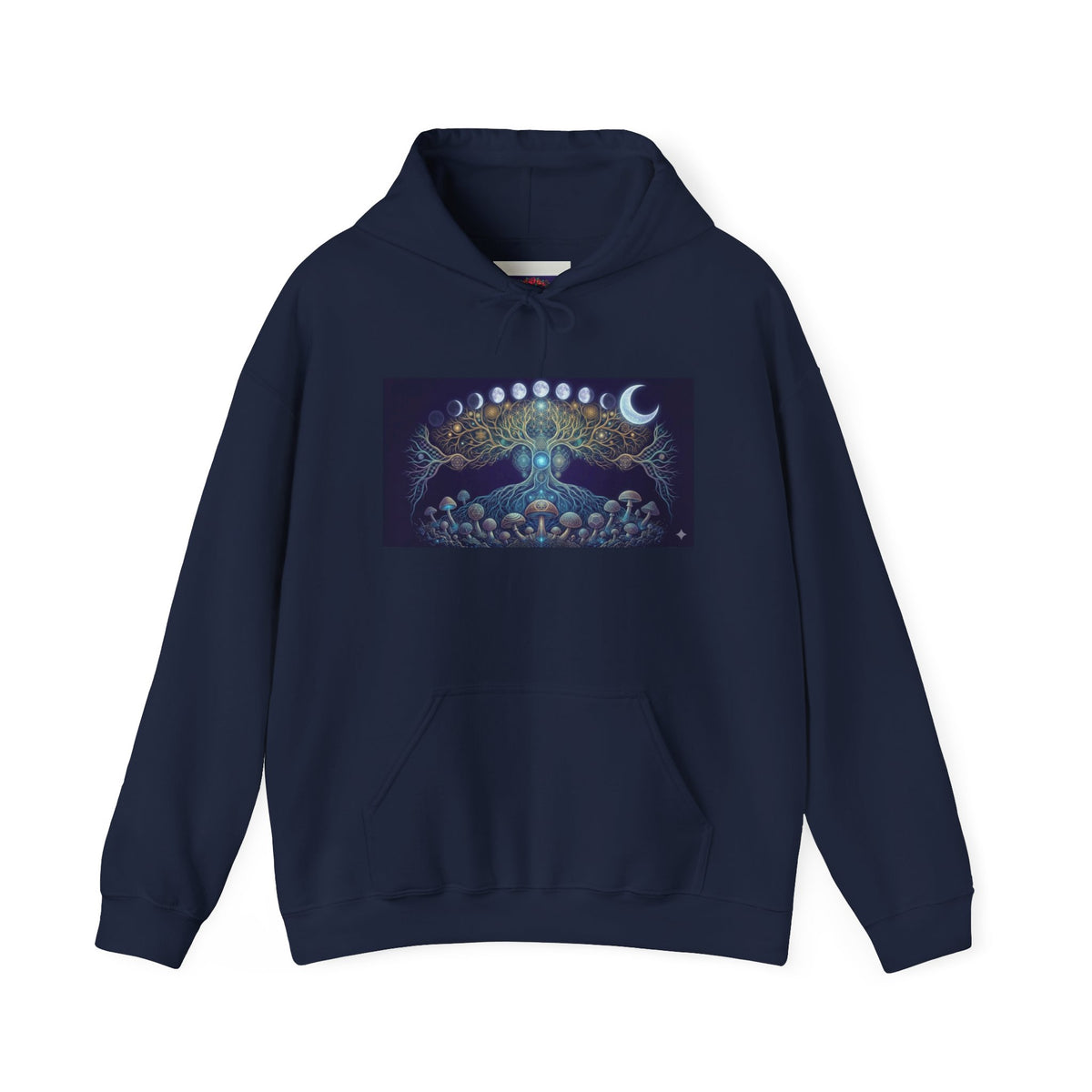 Celestial Tree of Life Hoodie | Moon Phases, Mystic Forest Illustration, Burning Man Apparel