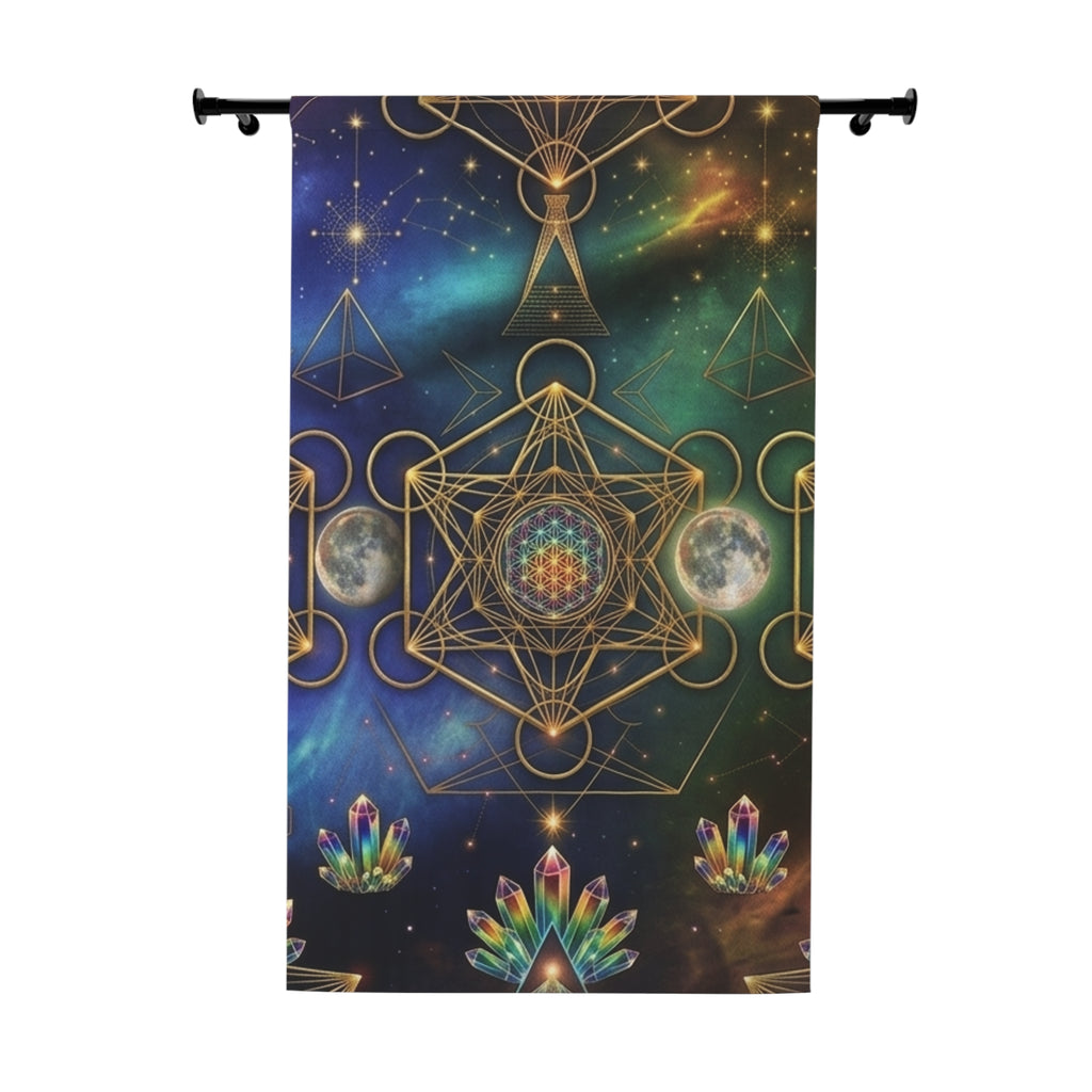 Sacred Geometry Crystal Mandala Window Curtains | Spiritual Boho Decor