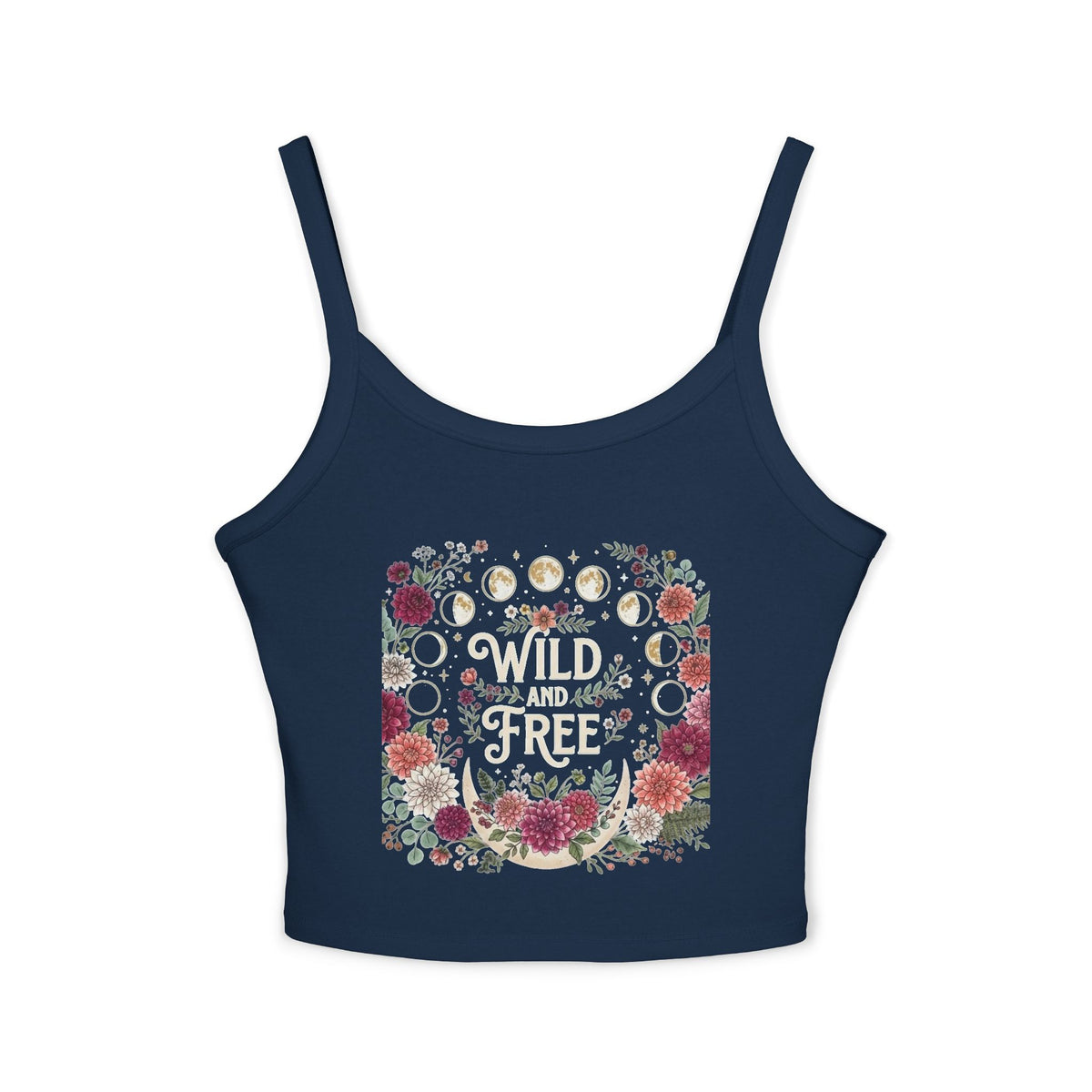 Wild and Free floral moon design Tank Top | Women's Crop Tank