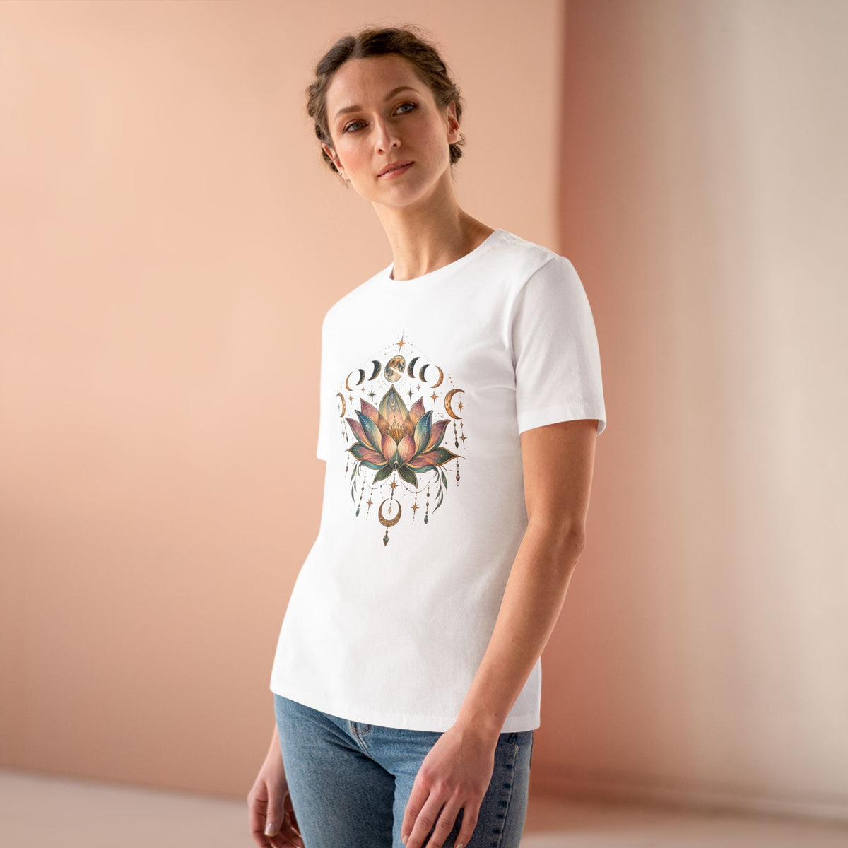 Lotus Moon Phases Tee | Floral Mandala T-Shirt, Boho, Yoga tee, Meditation top, Gift for her, Deadhead, Divine Goddess, Burning man