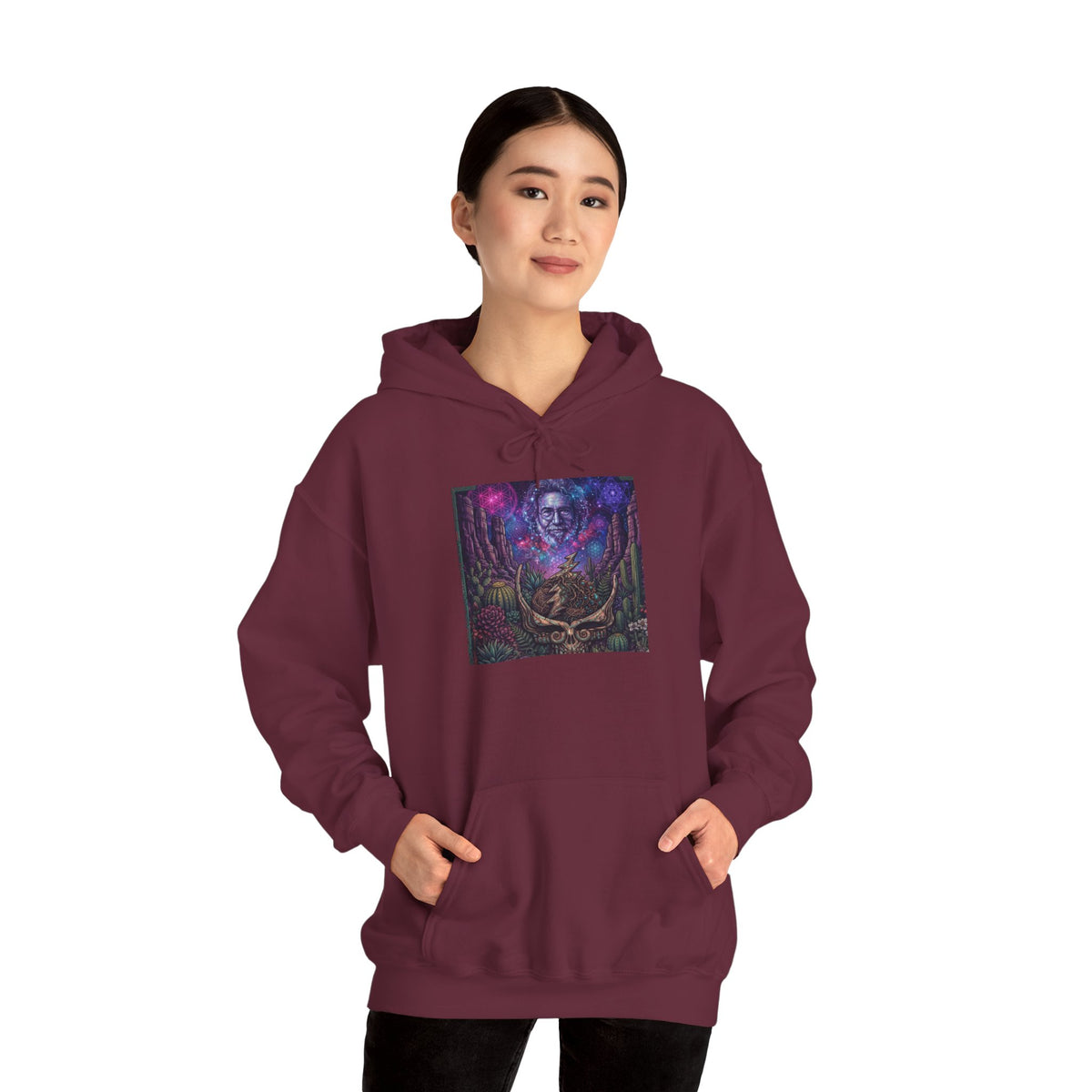 Psychedelic Skull Shaman Hoodie | Mystical Forest Totem Sweatshirt, deadhead gift