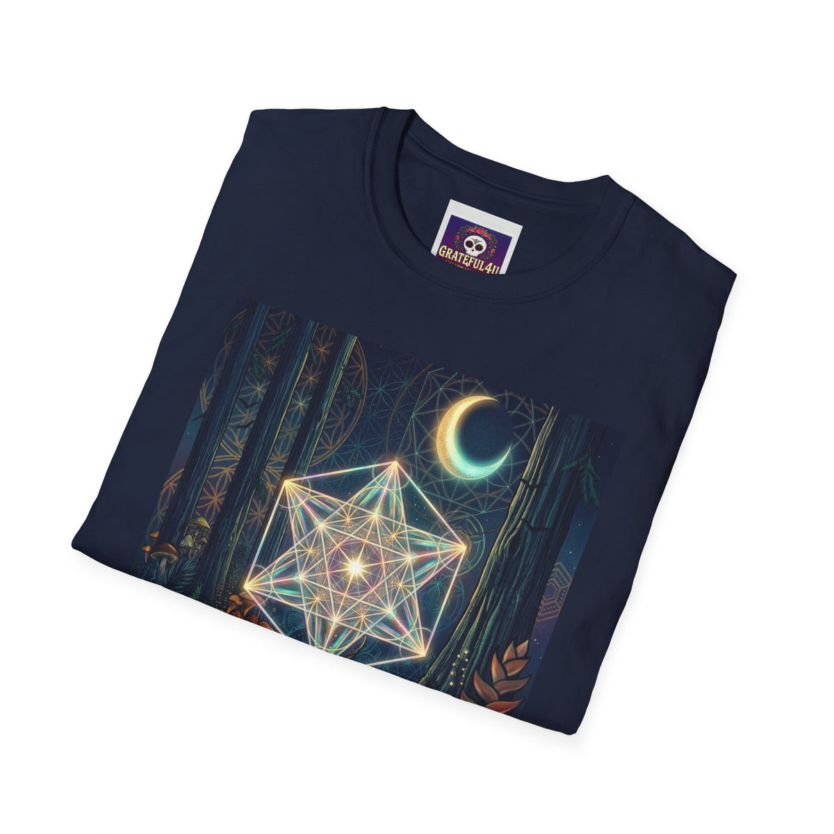 Geometric Star Mandala T-Shirt | Moon, Forest Skull, Mystic Nature