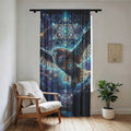 Mystical Flying Owl Sheer Window Curtain | Cosmic Geometric Night