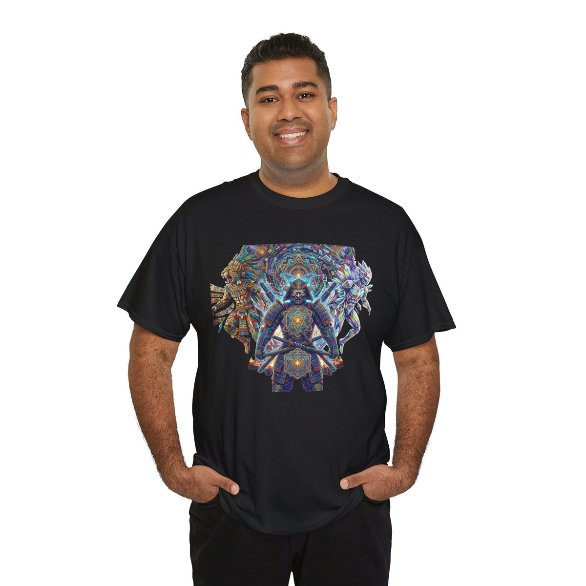 Mystic Geometric Shaman Tee | Spiritual Mandala, Psychedelic Vision Art, Burning Man Festival Tee shirt