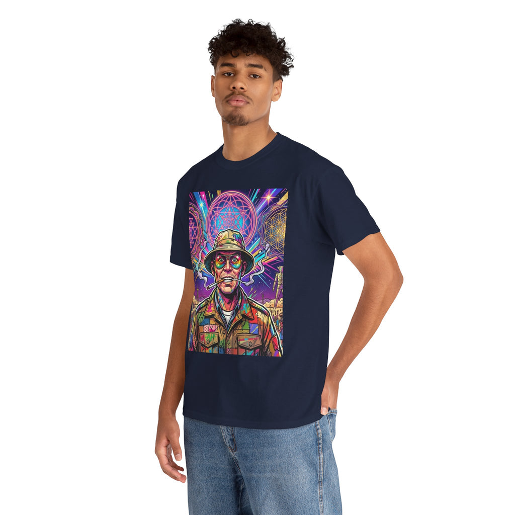 Psychedelic Hunter Portrait Tee | Trippy Soldier Art, Neon Mandala, Deadhead gift