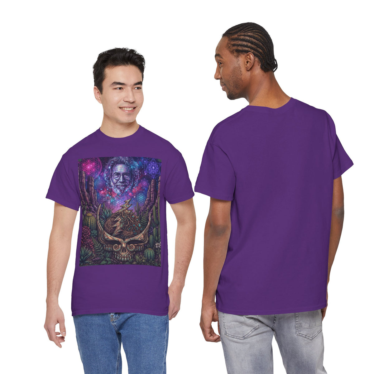 Cosmic Desert Skull Tee | Psychedelic Southwest Nightscape,Deadhead gift