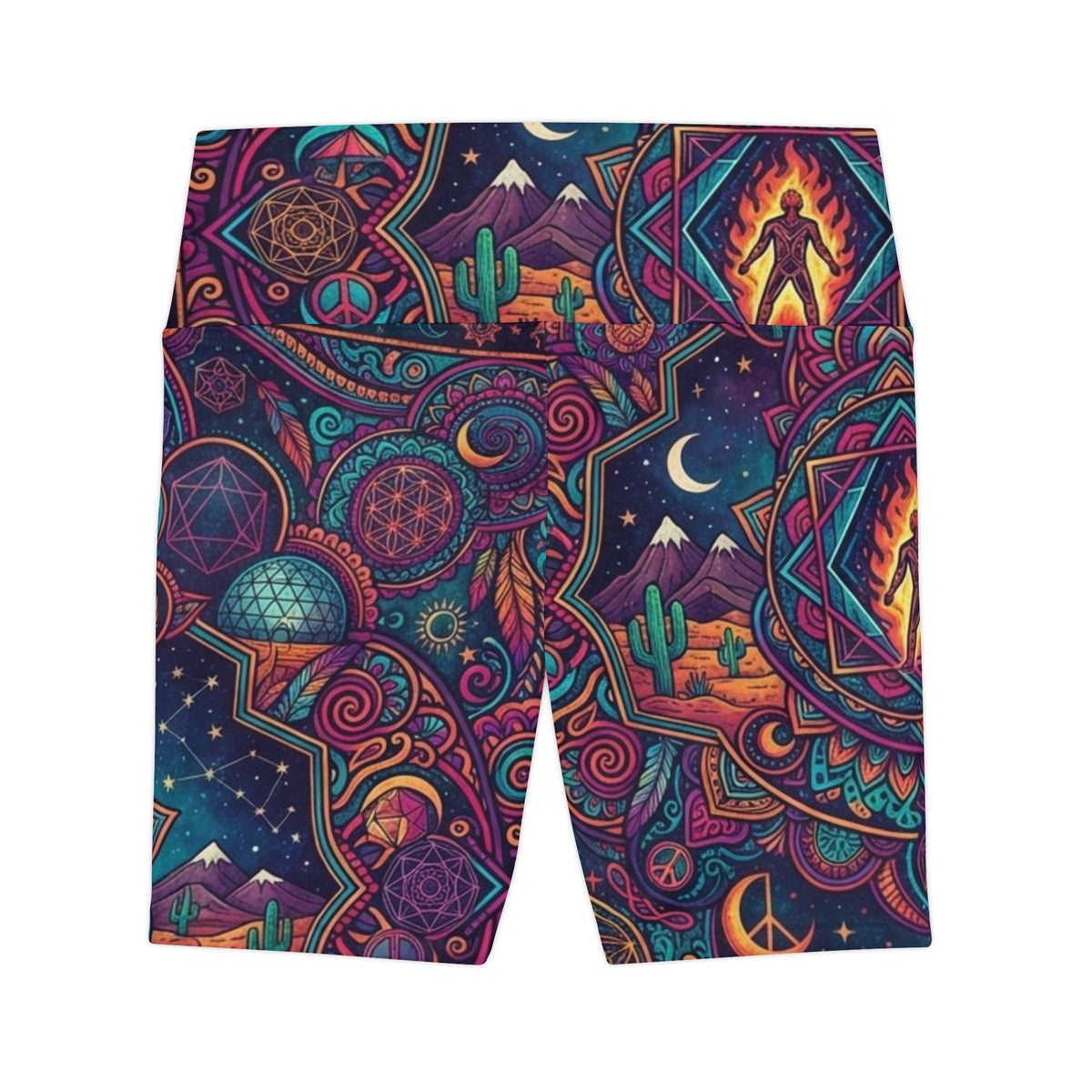 Mystical Celestial Desert Mandala Workout Shorts