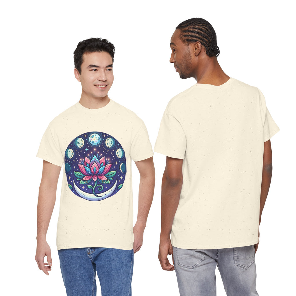 Lotus Moon Phase T-Shirt | Floral Mandala, Celestial Yoga Tee