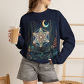 Sacred Geometry Star Mandala Crewneck Sweatshirt | Moon Forest Illustration, Deadhead gift