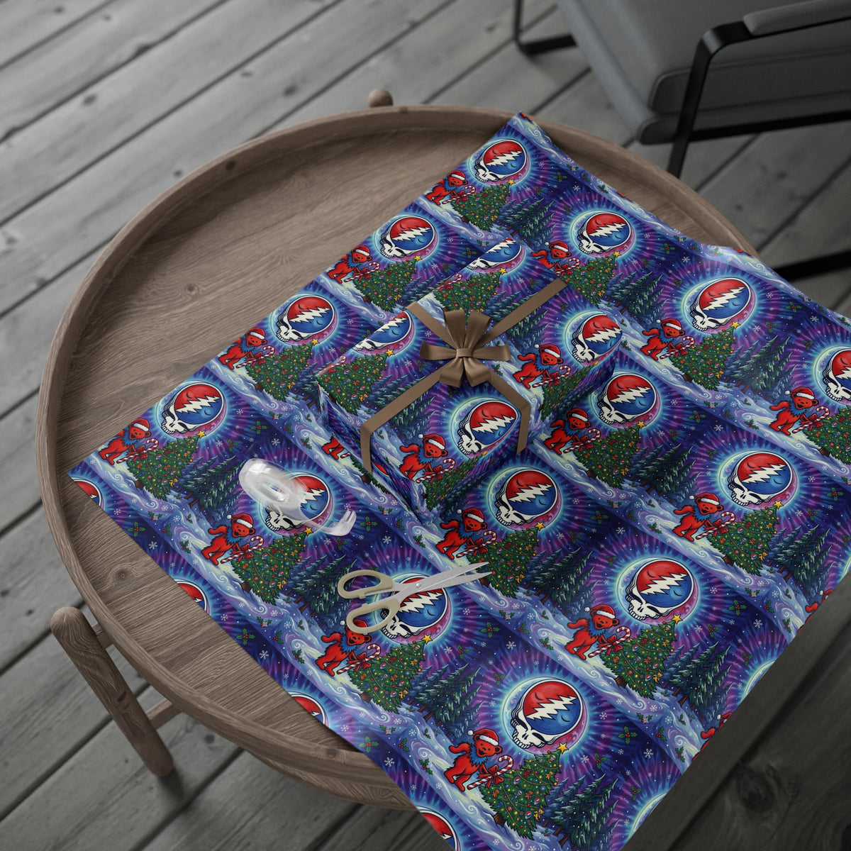 Grateful Dead Dancing Bears Wrapping Paper | Holiday Music Pattern
