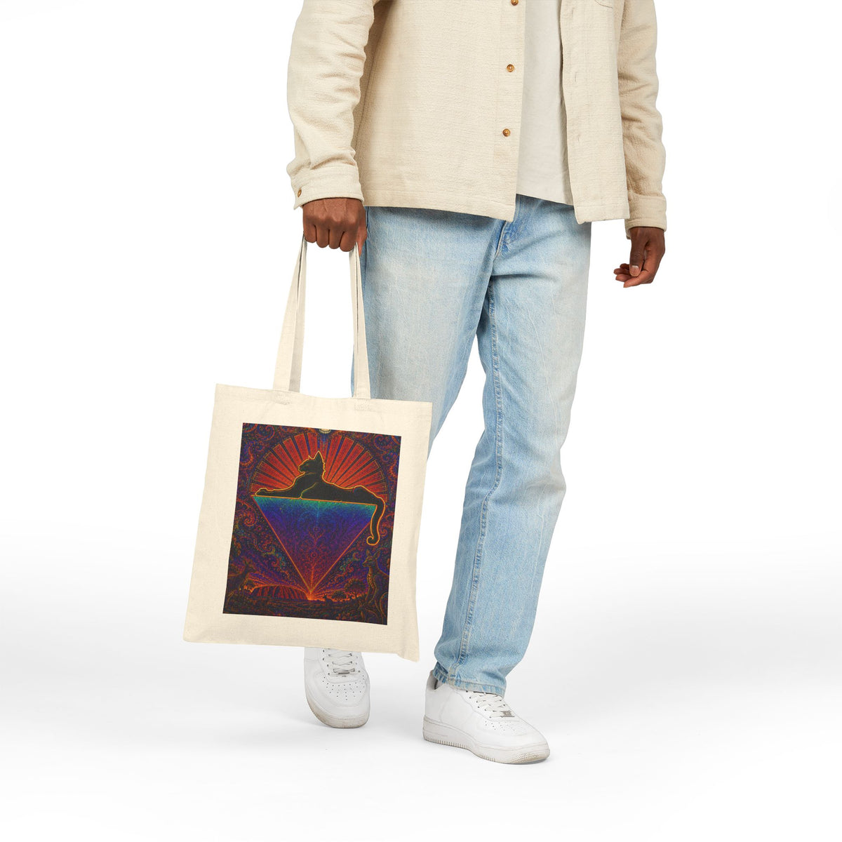 Dancing Bear Psychedelic Prism Tote cats down under the stars