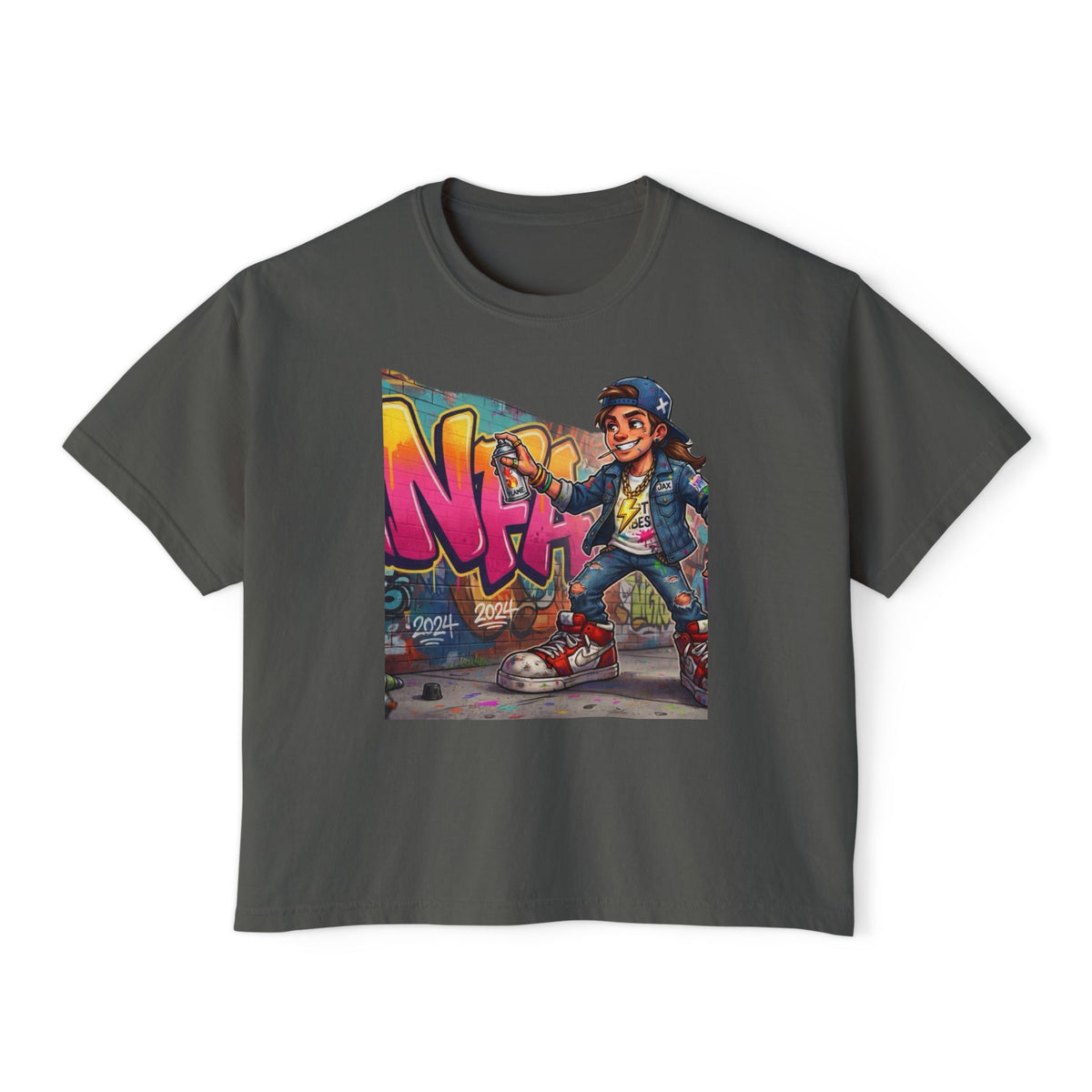 Skateboard Graffiti Character Women's Tee | Retro Street Art Tee