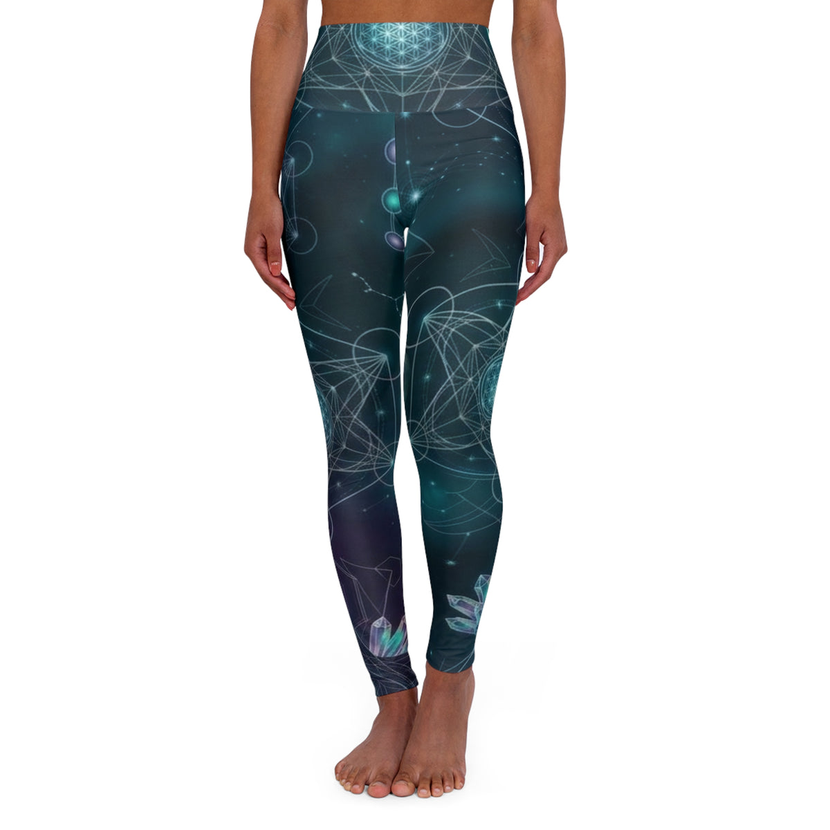 Galaxy Mandala Leggings High Waisted Yoga Leggings | Celestial Geometric Print