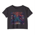 Deadhead Psychedelic Tree of Life Crop Top | Neon Cosmic Faces Festival Shirt, Trippy Sacred Geometry Mandala Tee